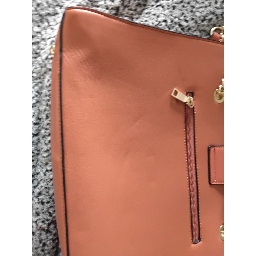 Diophy Women Orange Tan Faux Leather Tote Bag‎ Gold Chain Strap SH-8691S NEW - Picture 7 of 13